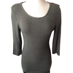 Women's Body Con Stretch Grey dress 3/4 Sleeve Medium Ladies soft Keyhole Back M